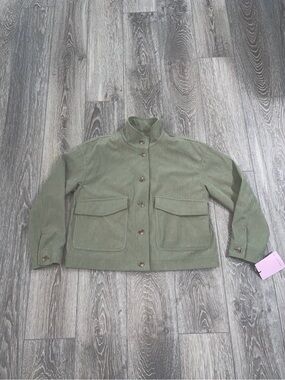 New Olive Green Button-Up Avce Les Filles Corduroy Jacket